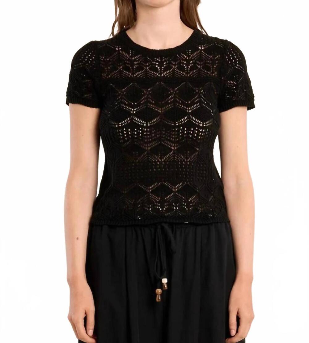 NEW MOLLY BRACKEN lonnie laser cut sweater in black